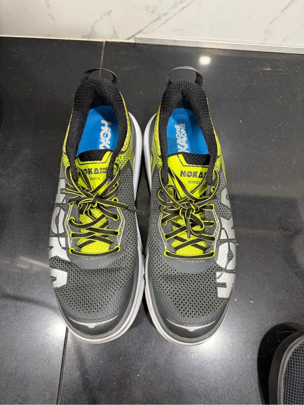 Hoka one one Men's Gray and Lime Athletic Running Shoes